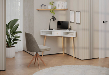 Стол письменный угловой, арт.6-01104, белый(ГК) в Кировграде - kirovgrad.mebel-e96.ru