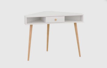 Стол письменный угловой, арт.6-01104, белый(ГК) в Кировграде - kirovgrad.mebel-e96.ru