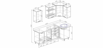 Угловой кухонный гарнитур Каппучино МДФ 2200*1000 мм (Sanvut) в Кировграде - kirovgrad.mebel-e96.ru