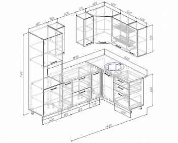 Угловой кухонный гарнитур Жемчуг 2400х1600 мм в Кировграде - kirovgrad.mebel-e96.ru