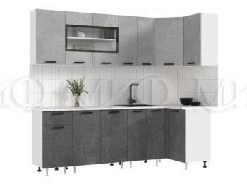 Угловой кухонный гарнитур Рио New ЛДСП 2400*1000 мм бетон (Миф) в Кировграде - kirovgrad.mebel-e96.ru