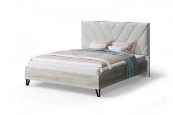 Кровать Аделия с мягк.изголов/царги ЛДСП Brilliant (серо-белый)/Дуб серый, 1600 (МЛК) в Кировграде - kirovgrad.mebel-e96.ru