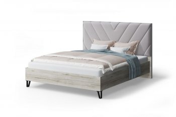Кровать с ПМ Аделия с мягк.изголов/царги ЛДСП Moonlight (серо-бежевый)/Дуб серый, 1600 (МЛК) в Кировграде - kirovgrad.mebel-e96.ru