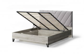 Кровать с ПМ Аделия с мягк.изголов/царги ЛДСП Moonlight (серо-бежевый)/Дуб серый, 1600 (МЛК) в Кировграде - kirovgrad.mebel-e96.ru