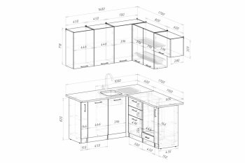 Кухонный гарнитур Альба мега прайм 2 1600х1700 мм (ПМ+СДШ) (Герда) в Кировграде - kirovgrad.mebel-e96.ru