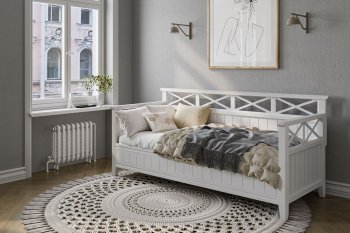 Кровать из массива Амелия белый античный (БМ) в Кировграде - kirovgrad.mebel-e96.ru