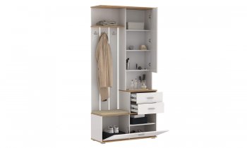 Шкаф для прихожей 65.08 Антре с зеркалом вотан/белый (Олмеко) в Кировграде - kirovgrad.mebel-e96.ru