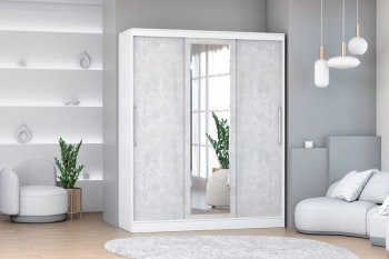 Шкаф-купе 1700 мм 3-х дверный с 1-м зеркалом (арт. 012) белый/цемент (Диал) в Кировграде - kirovgrad.mebel-e96.ru