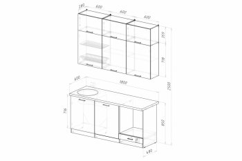 Кухонный гарнитур Асая макси 2 1800 мм ПМ (Герда) в Кировграде - kirovgrad.mebel-e96.ru