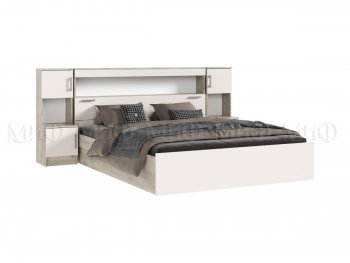 Кровать Бася 1600 мм с надстройкой и тумбами крафт/кашемир (Миф) в Кировграде - kirovgrad.mebel-e96.ru | фото