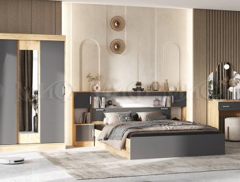 Спальный гарнитур Бася крафт/графит (Миф) в Кировграде - kirovgrad.mebel-e96.ru