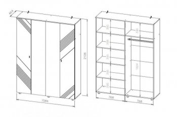 Шкаф 1580 мм (1600) четырехстворчатый Байкал (СВ) в Кировграде - kirovgrad.mebel-e96.ru