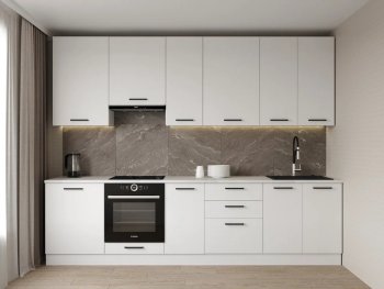 Кухонный гарнитур высокий Белый глянец 3000 мм МДФ (Санвут) в Кировграде - kirovgrad.mebel-e96.ru