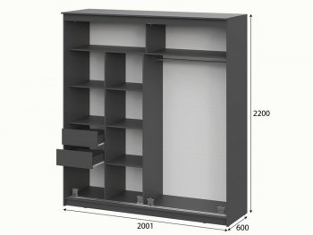 Шкаф-купе №25 2000 мм Блэк ЛАЙТ графит (СВ) в Кировграде - kirovgrad.mebel-e96.ru