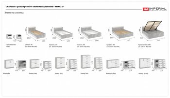 Спальный гарнитур Чикаго модульный, ателье светлый/белый (Имп) в Кировграде - kirovgrad.mebel-e96.ru