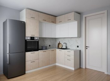 Кухонный гарнитур угловой Демо ЛДСП/МДФ  2200*1700 мм (Санвут) в Кировграде - kirovgrad.mebel-e96.ru