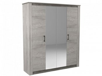 Шкаф 1900 мм 4-х дверный Денвер Риббек серый (СБК) в Кировграде - kirovgrad.mebel-e96.ru