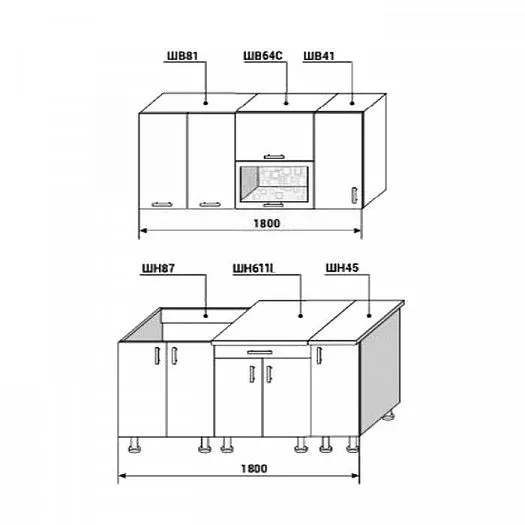 Кухонный гарнитур Диана-4У Лофт 1800 мм в Кировграде - kirovgrad.mebel-e96.ru