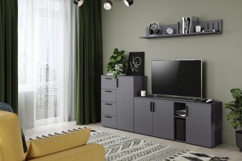 Стенка Эйр комп.1, графит (Моби) в Кировграде - kirovgrad.mebel-e96.ru