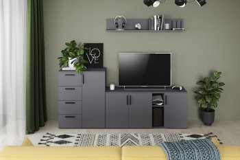 Стенка Эйр комп.1, графит (Моби) в Кировграде - kirovgrad.mebel-e96.ru