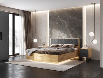 Кровать парящая Флэш крафт/графит(Миф) в Кировграде - kirovgrad.mebel-e96.ru