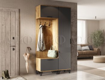 Прихожая Флэш крафт/графит модульная (Миф) в Кировграде - kirovgrad.mebel-e96.ru