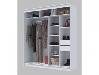 Шкаф-купе 2000 мм Гранд-1 ЛДСП, белый гладкий (Эра) в Кировграде - kirovgrad.mebel-e96.ru