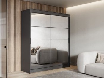 Шкаф-купе 2000 мм Гранд-1 зеркало/зеркало, графит (Эра) в Кировграде - kirovgrad.mebel-e96.ru