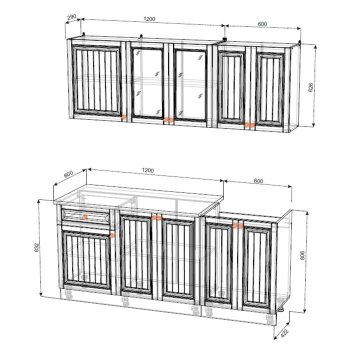 Кухонный гарнитур Хозяюшка 1800 Акация/Деним (Эра) в Кировграде - kirovgrad.mebel-e96.ru