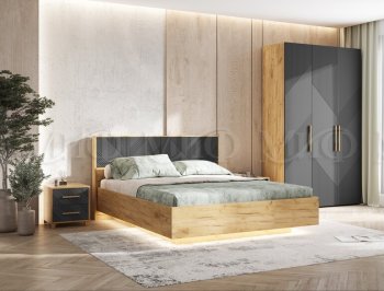 Кровать парящая Ирис крафт/графит(Миф) в Кировграде - kirovgrad.mebel-e96.ru