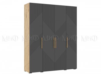 Шкаф 1800 мм Ирис с антресолью крафт/графит (Миф) в Кировграде - kirovgrad.mebel-e96.ru