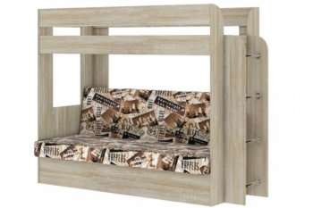 Кровать 2-х ярусная с диваном Карамель 75 сонома (ESCADA OCHRA) в Кировграде - kirovgrad.mebel-e96.ru