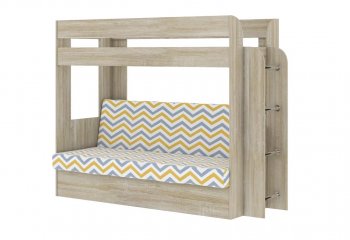 Кровать 2-х ярусная с диваном Карамель 75 сонома (RIKKO YELLOW) в Кировграде - kirovgrad.mebel-e96.ru