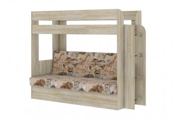 Кровать 2-х ярусная с диваном Карамель 75 сонома (Саванна) в Кировграде - kirovgrad.mebel-e96.ru