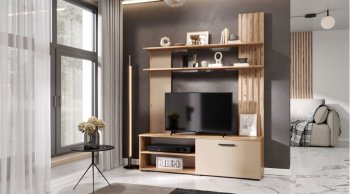 Стенка Каролина Дуб Вотан/Кашемир (Лин) в Кировграде - kirovgrad.mebel-e96.ru