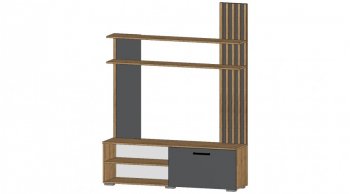 Стенка Каролина Дуб Вотан/Графит (Лин) в Кировграде - kirovgrad.mebel-e96.ru