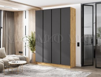 Шкаф 1600 мм 4-х створчатый Келвин дуб золотой/графит (Миф) в Кировграде - kirovgrad.mebel-e96.ru