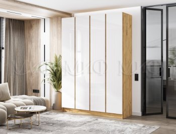 Шкаф 1600 мм 4-х створчатый Келвин крафт золотой/белый (Миф) в Кировграде - kirovgrad.mebel-e96.ru