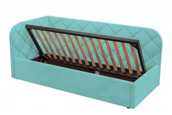 Кровать-софа мягкая Комфорт-Л РОМБ с ПМ, Левая (бирюзовый) (Редмисон) в Кировграде - kirovgrad.mebel-e96.ru