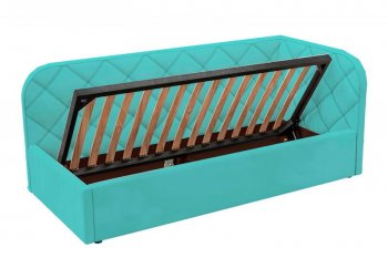 Кровать-софа мягкая Комфорт-П РОМБ с ПМ, Правая (бирюзовый) (Редмисон) в Кировграде - kirovgrad.mebel-e96.ru