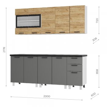 Кухонный гарнитур 2000 мм Крафт тип 2 (БТС) в Кировграде - kirovgrad.mebel-e96.ru