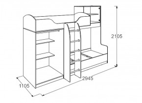 Кровать 2-х ярусная №2 Омега 18 (800*2000) в Кировграде - kirovgrad.mebel-e96.ru