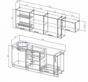 Кухонный гарнитур Антрацит 2550 в Кировграде - kirovgrad.mebel-e96.ru