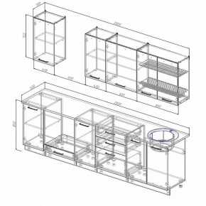 Кухонный гарнитур Антрацит 2800 в Кировграде - kirovgrad.mebel-e96.ru