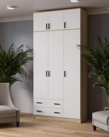 Шкаф Лагуна с антресолью делано/белый (Текс) в Кировграде - kirovgrad.mebel-e96.ru