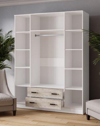 Шкаф 1600 мм Лагуна с антресолью дуб юкон (Текс) в Кировграде - kirovgrad.mebel-e96.ru