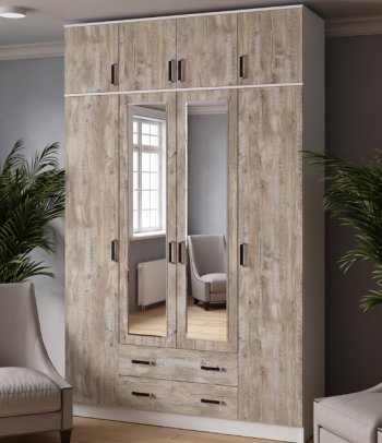 Шкаф 1600 мм Лагуна с антресолью дуб юкон (Текс) в Кировграде - kirovgrad.mebel-e96.ru