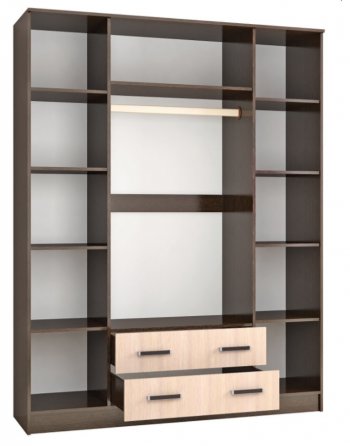 Шкаф 1600 мм Лагуна с антресолью венге/дуб (Текс) в Кировграде - kirovgrad.mebel-e96.ru