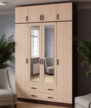 Шкаф 1600 мм Лагуна с антресолью венге/дуб (Текс) в Кировграде - kirovgrad.mebel-e96.ru