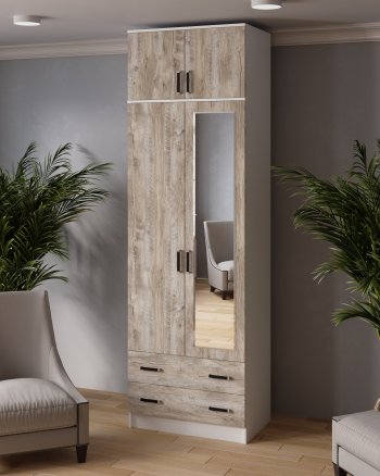 Шкаф 800 мм Лагуна с антресолью дуб юкон (Текс) в Кировграде - kirovgrad.mebel-e96.ru